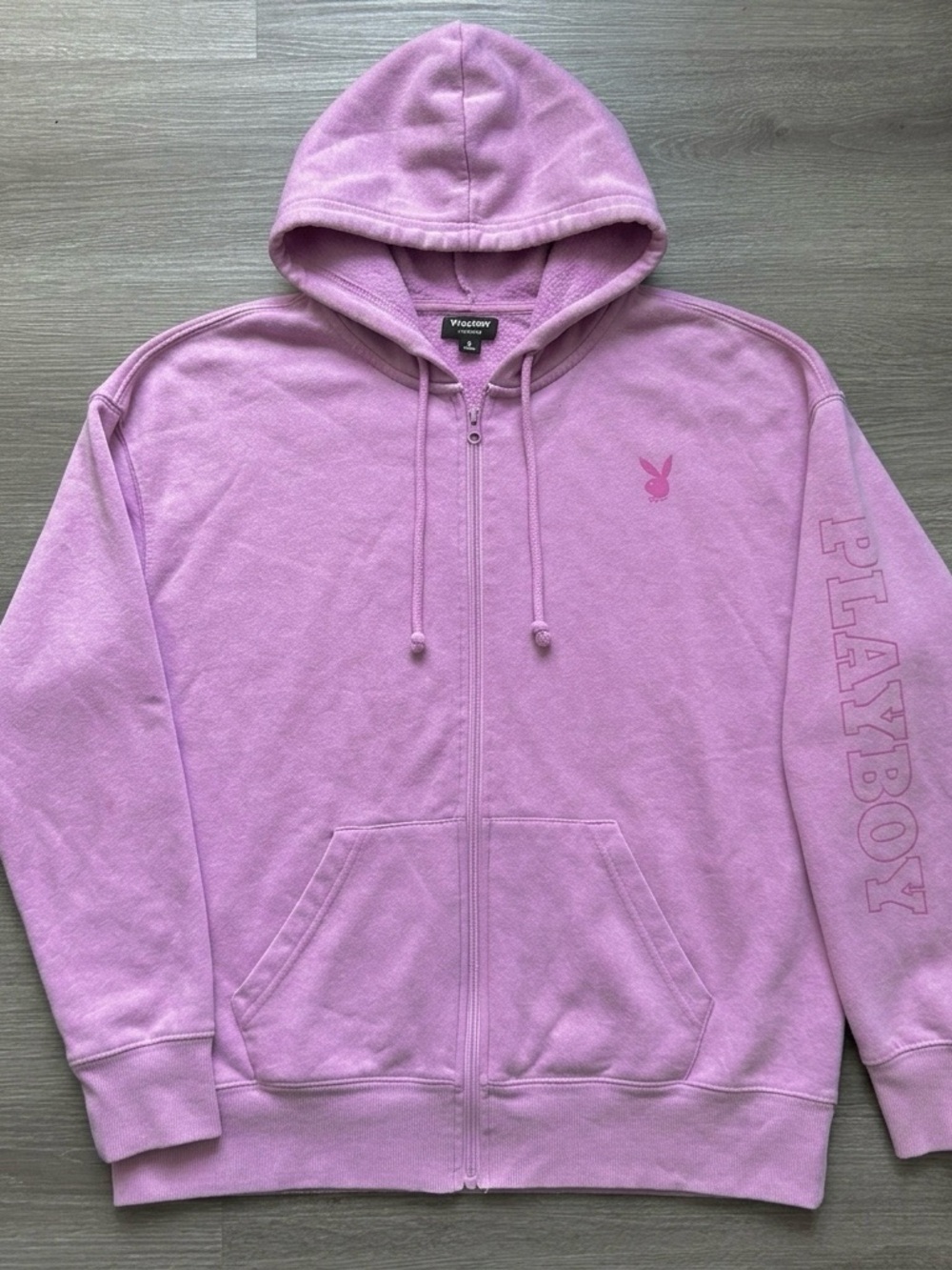 Playboy full zip lilac purplish/pink hooded sweatshirt - size M